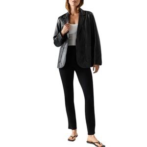 Quince Straight Leg Pants Ultra-Stretch Ponte Knit SMALL Petite Black EUC